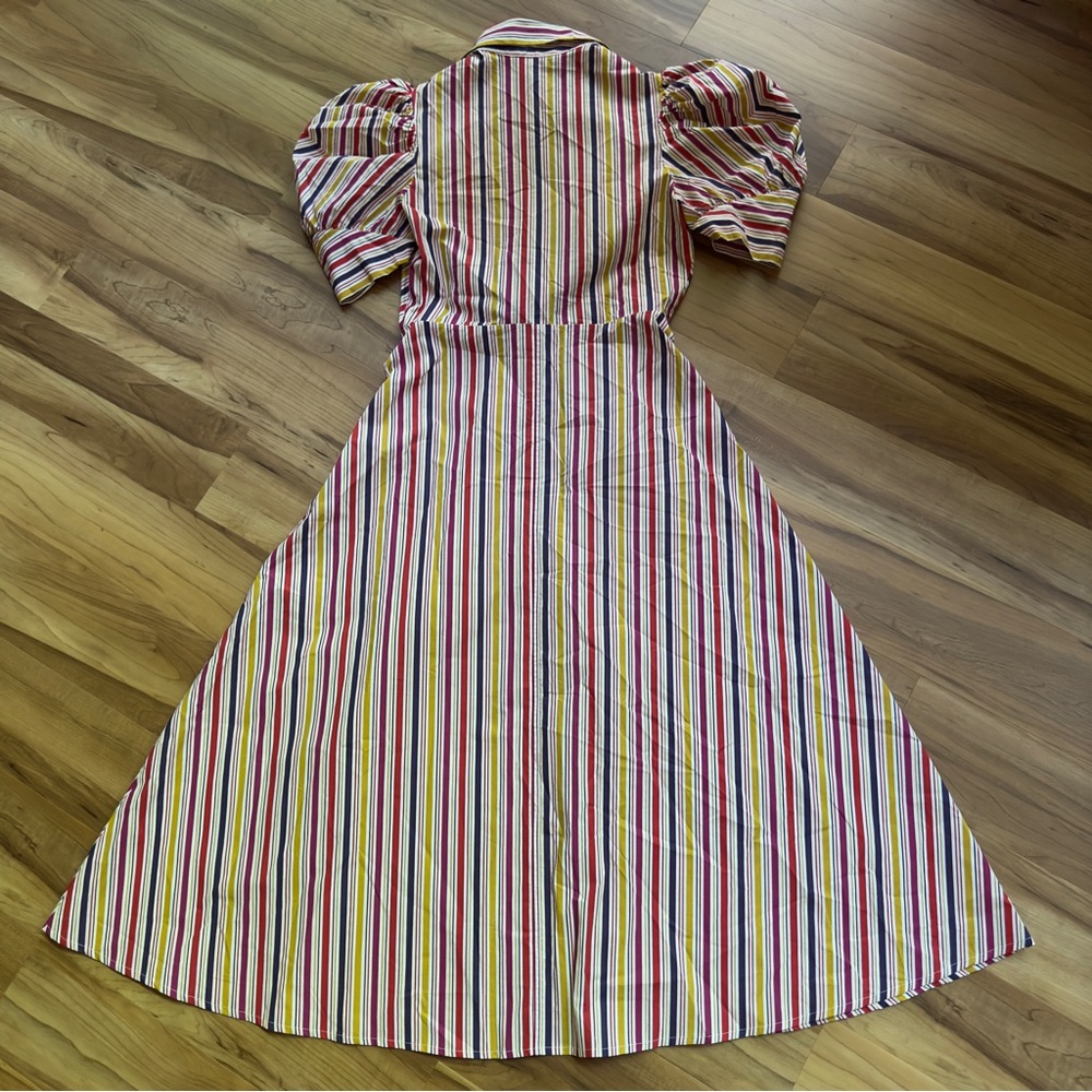 NWT Silvia Tcherassi Roopal midi-dress cotton bow stripe Anthropologie miosotis - Picture 7 of 16